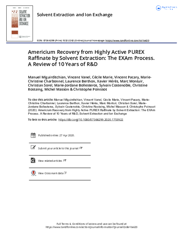 (PDF) Americium Recovery from Highly Active PUREX Raffinate by Solvent ...