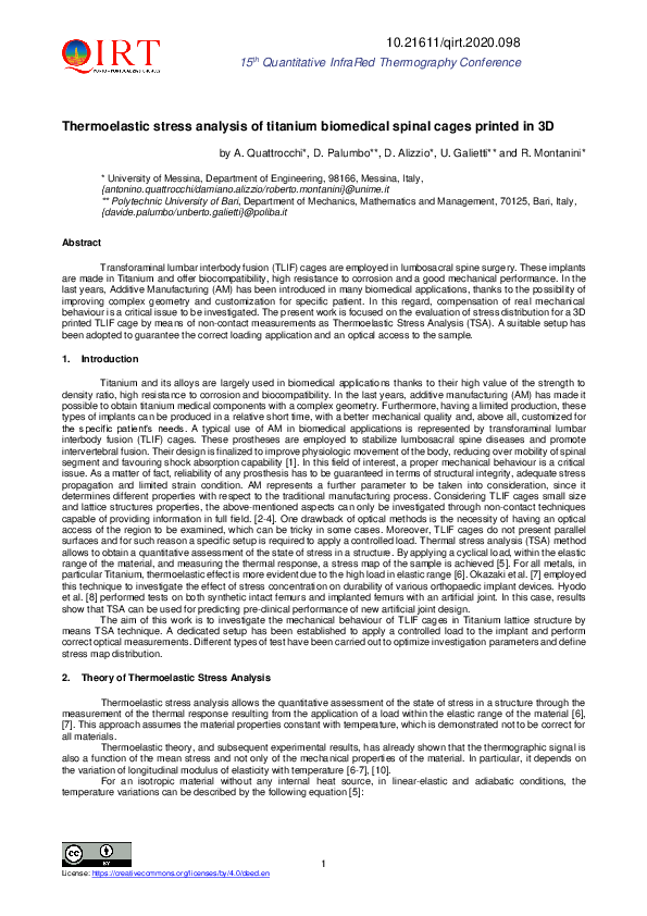 (PDF) Thermoelastic stress analysis of titanium biomedical spinal cages ...