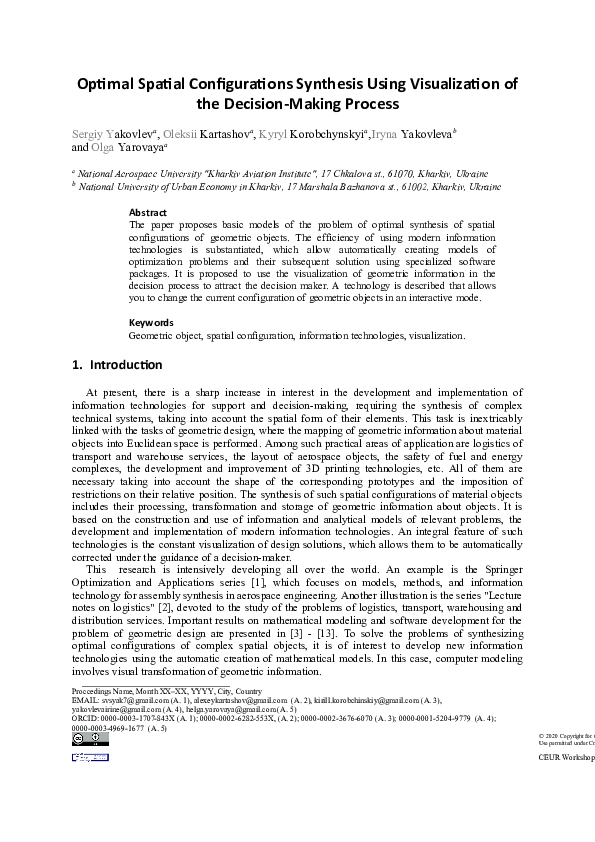 (DOC) Optimal Spatial Configurations Synthesis Using Visualization of ...