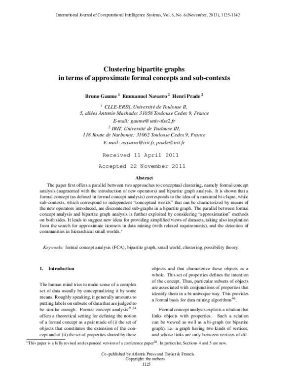 (PDF) Clustering bipartite graphs in terms of approximate formal ...