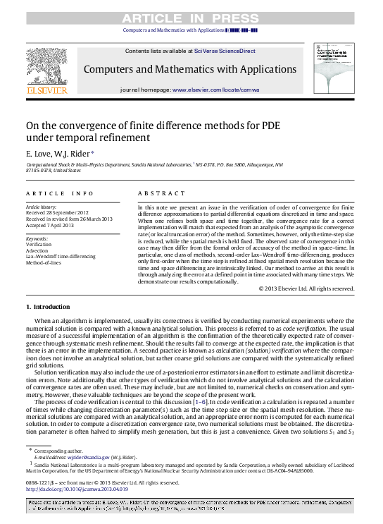 (PDF) On the Convergence of Finite Difference Methods for a Class of ...