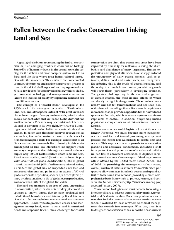 (PDF) Fallen between the Cracks: Conservation Linking Land and Sea