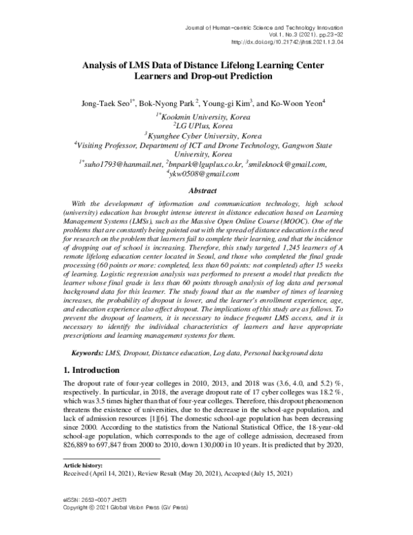(PDF) Analysis of LMS Data of Distance Lifelong Learning Center ...