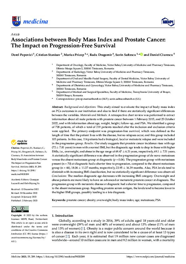 (PDF) Associations between Body Mass Index and Prostate Cancer: The ...