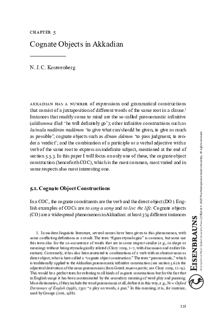 (PDF) Cognate Objects in Akkadian