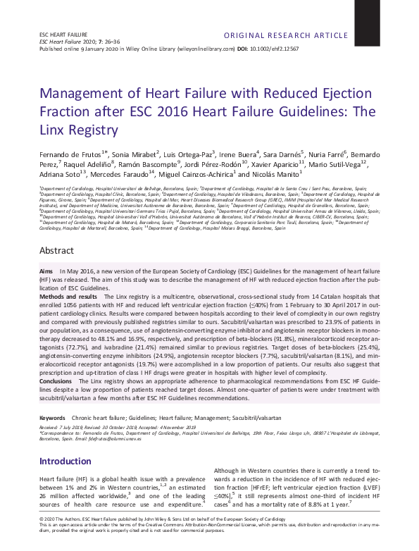(PDF) Management of Heart Failure with Reduced Ejection Fraction after ...