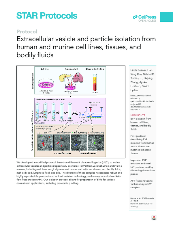 (PDF) Extracellular vesicle and particle isolation from human and ...