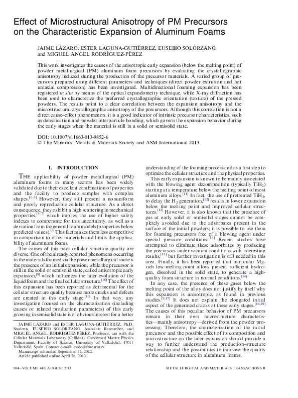(PDF) Effect of Microstructural Anisotropy of PM Precursors on the ...