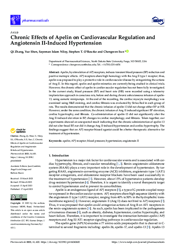 (PDF) Chronic Effects of Apelin on Cardiovascular Regulation and ...