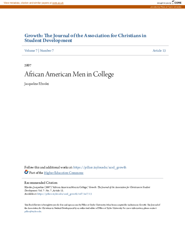 (PDF) African American Men in College