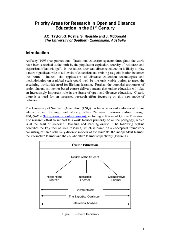 (PDF) Priority Areas for Research In Open and Distance Education In the ...