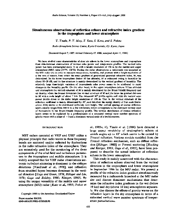 (PDF) Simultaneous observations of reflection echoes and refractive ...