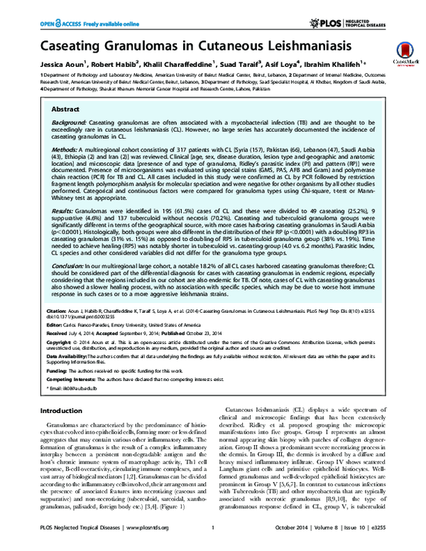 (PDF) Caseating Granulomas in Cutaneous Leishmaniasis