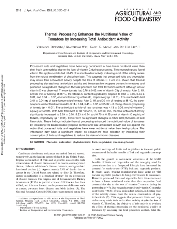 (PDF) Thermal Processing Enhances the Nutritional Value of Tomatoes by ...