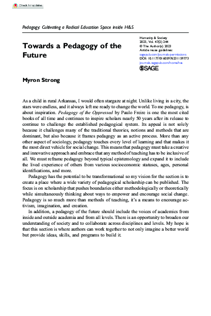 (PDF) Pedagogy: Cultivating a Radical Education Space inside H&S