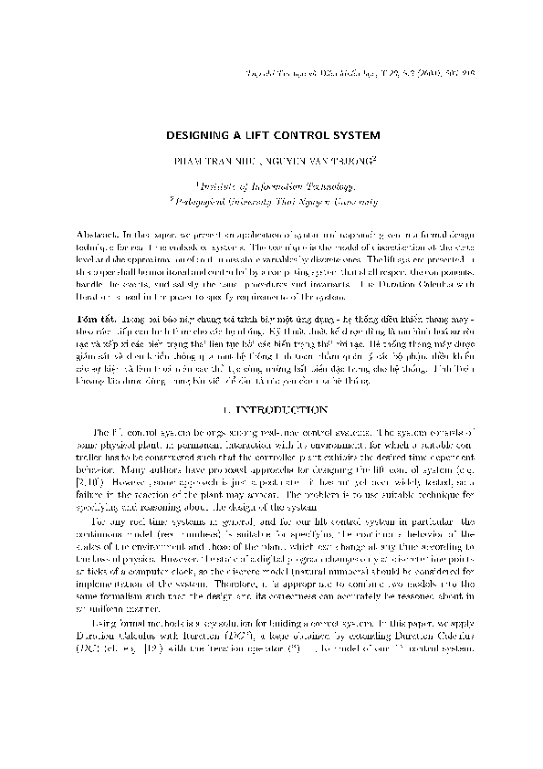 (PDF) Designing a lift control system