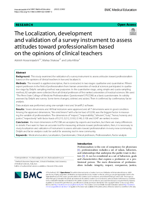 (PDF) The Localization, development and validation of a survey ...