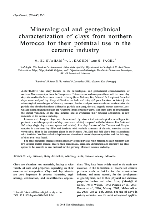 (PDF) Mineralogical and geotechnical characterization of clays from ...