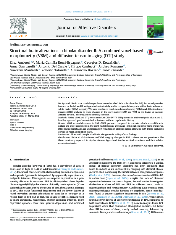 (PDF) Structural brain alterations in bipolar disorder II: A combined ...