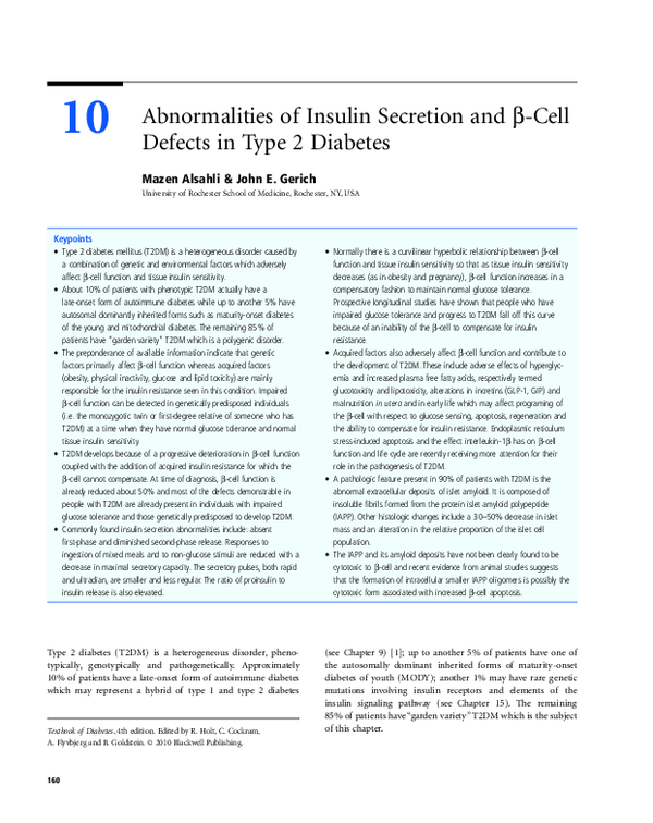 (PDF) Abnormalities of Insulin Secretion and β-Cell Defects in Type 2 ...