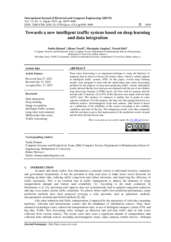 (PDF) Towards a new intelligent traffic system based on deep learning ...