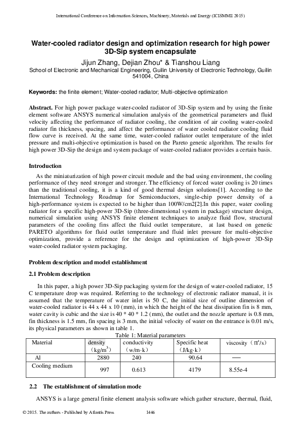 (PDF) Water-cooled radiator design and optimization research for high ...