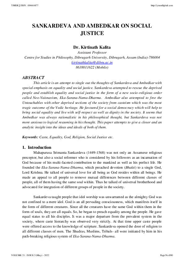 (PDF) Sankardeva and Ambedkar on Social Justice