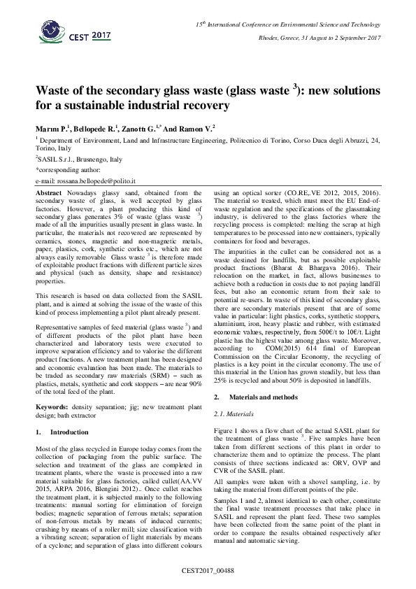 (PDF) Waste of the secondary glass waste ( glass waste 3 ) new