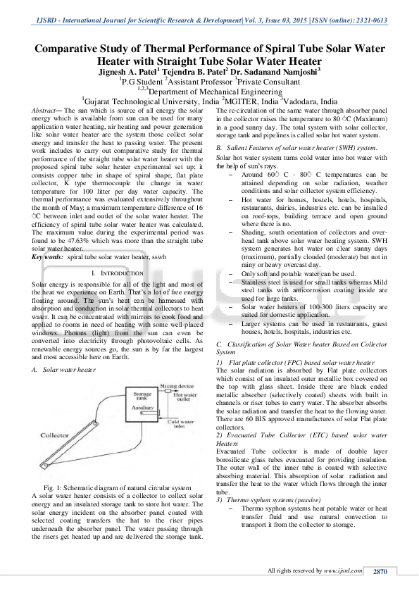 (PDF) Comparative Study of Thermal Performance of Spiral Tube Solar ...