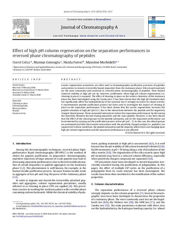 (PDF) Effect of high pH column regeneration on the separation ...