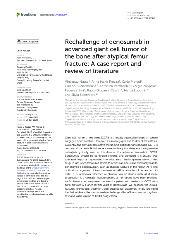 (PDF) Rechallenge of denosumab in advanced giant cell tumor of the bone ...