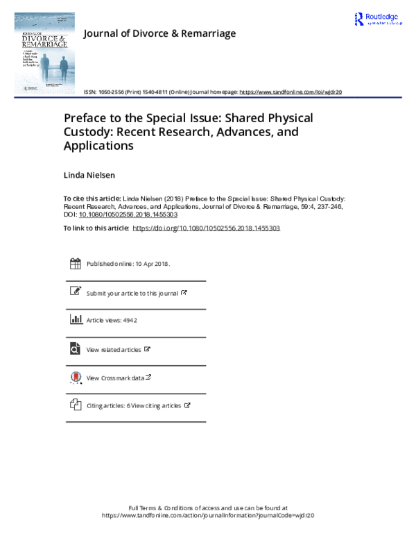 (PDF) Preface to the Special Issue: Shared Physical Custody: Recent ...