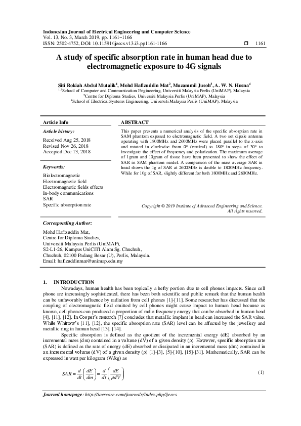 (PDF) A Study of specific absorption rate in human head due to ...