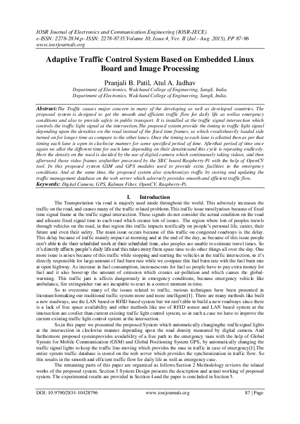 (PDF) Adaptive Traffic Control System Based on Embedded Linux Board and ...