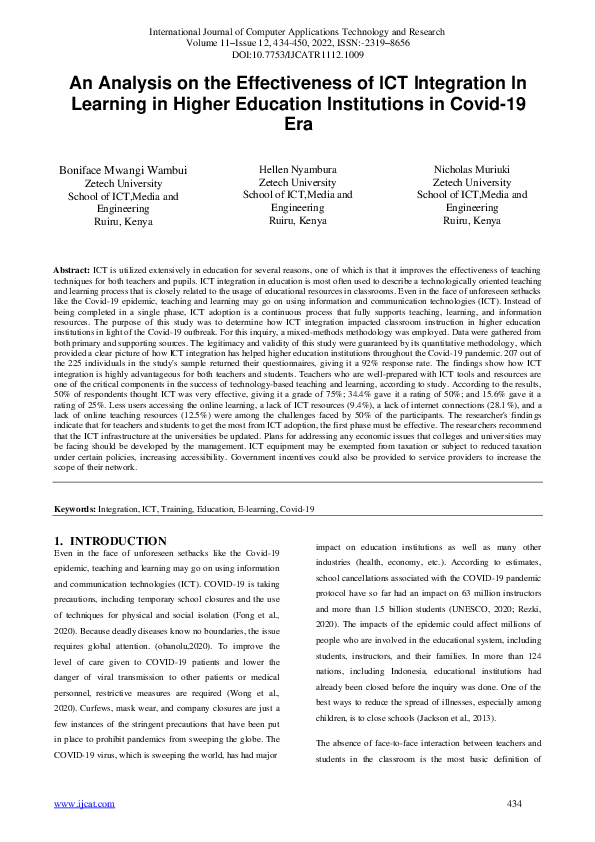 (PDF) An Analysis on the Effectiveness of ICT Integration In Learning ...