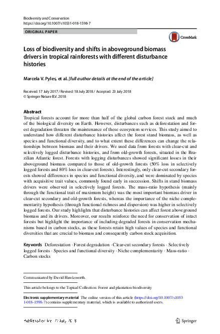(PDF) Loss of biodiversity and shifts in aboveground biomass drivers in ...
