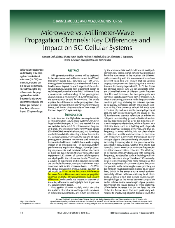 (PDF) Microwave vs. MillimeterWave Propagation Channels Key