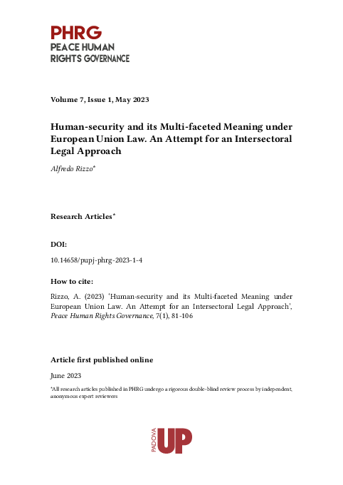 (PDF) Human-security and its Multi-faceted Meaning under European Union ...