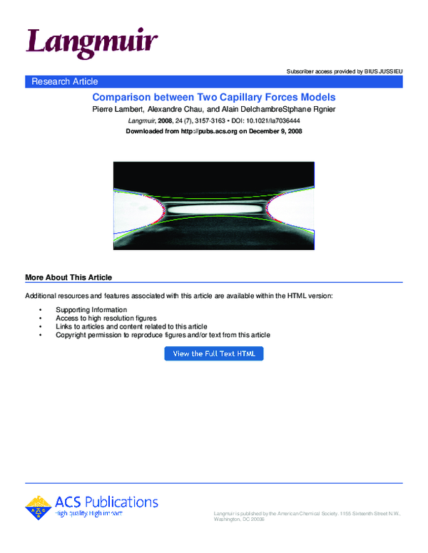 (PDF) Comparison between Two Capillary Forces Models