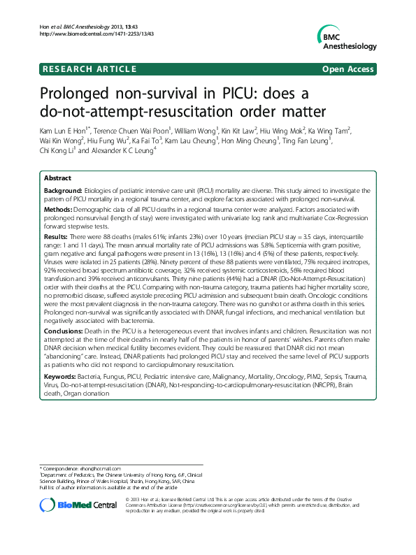 (PDF) Prolonged nonsurvival in PICU does a donotattempt