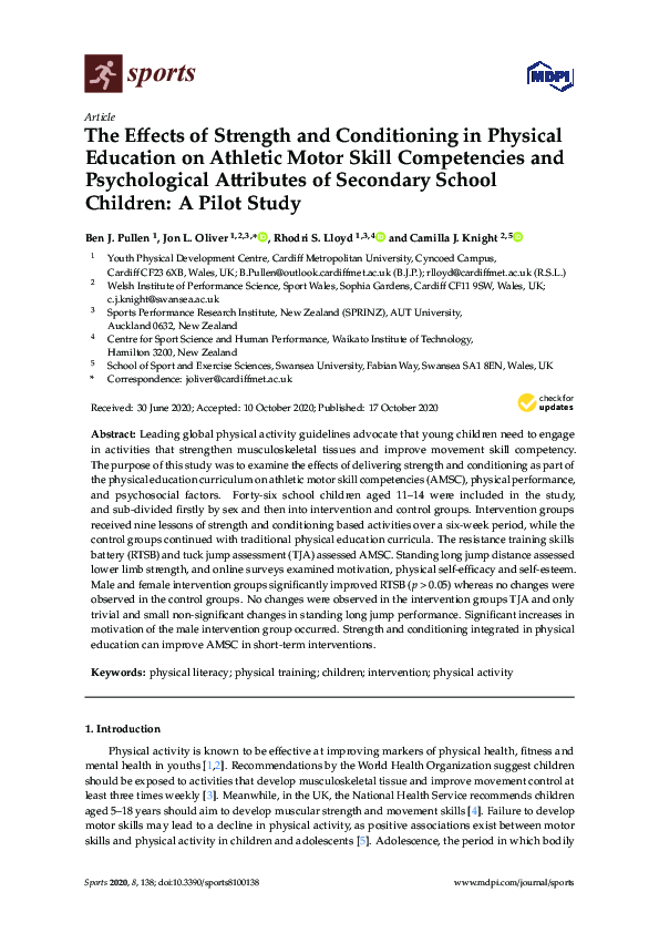(PDF) The Effects of Strength and Conditioning in Physical Education on ...