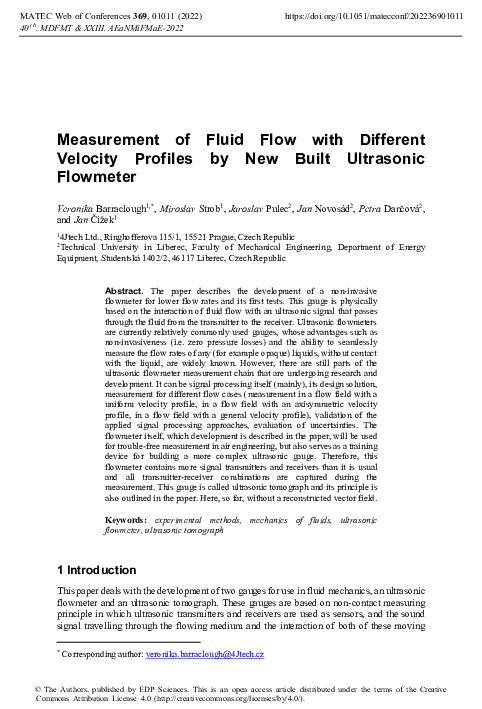 (PDF) Measurement of Fluid Flow with Different Velocity Profiles by New ...