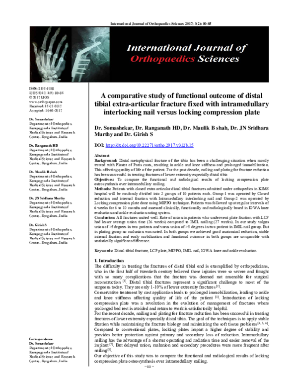 (PDF) A comparative study of functional outcome of distal tibial extra ...