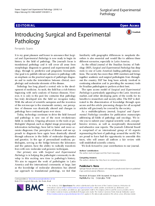(PDF) Introducing Surgical and Experimental Pathology