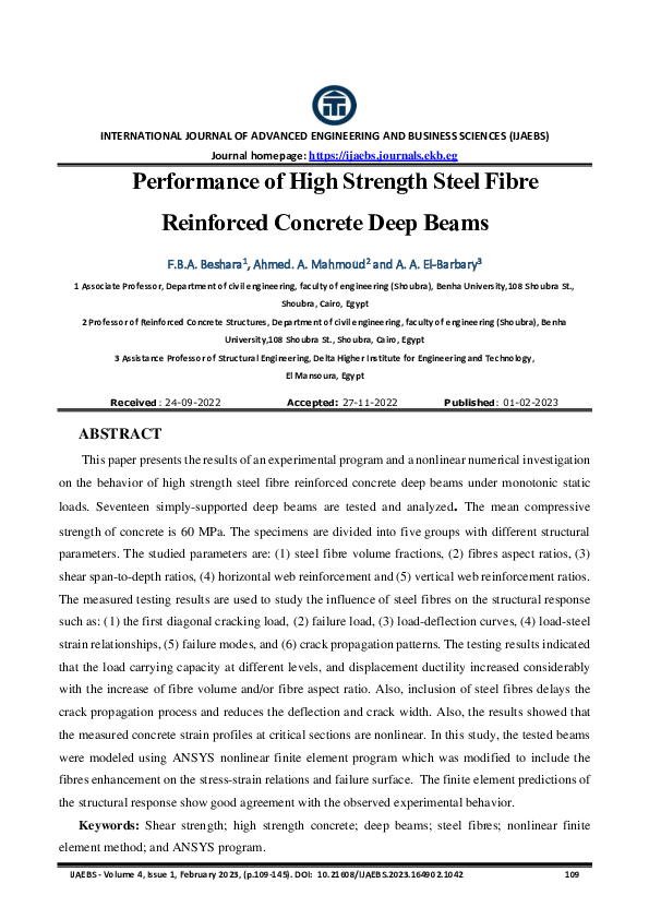 (PDF) Performance of High Strength Steel Fibers Reinforced Concrete ...