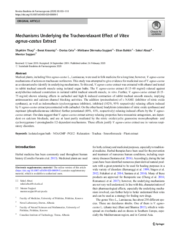 (PDF) Mechanisms Underlying the Tracheorelaxant Effect of Vitex agnus ...
