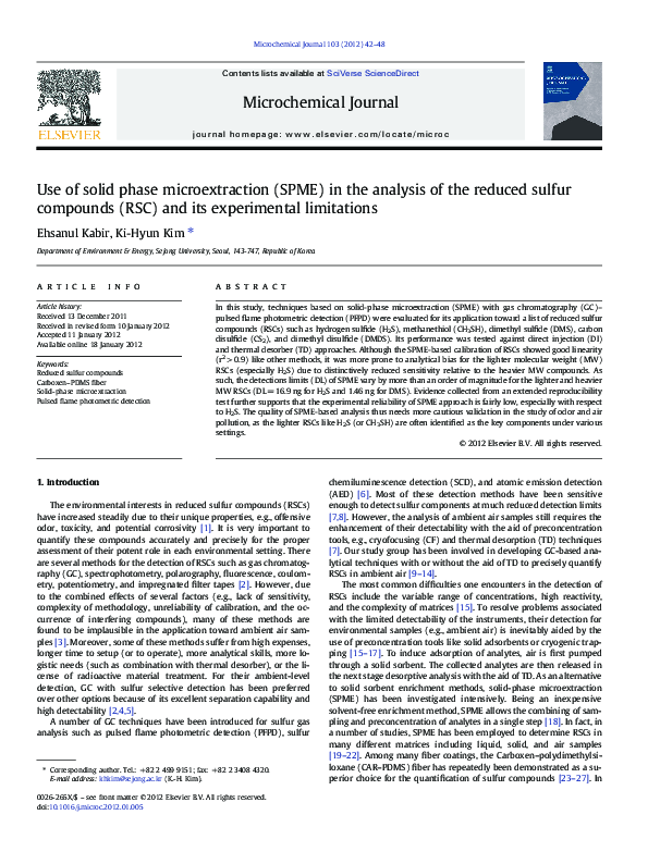 (PDF) Use of solid phase microextraction (SPME) in the analysis of the ...