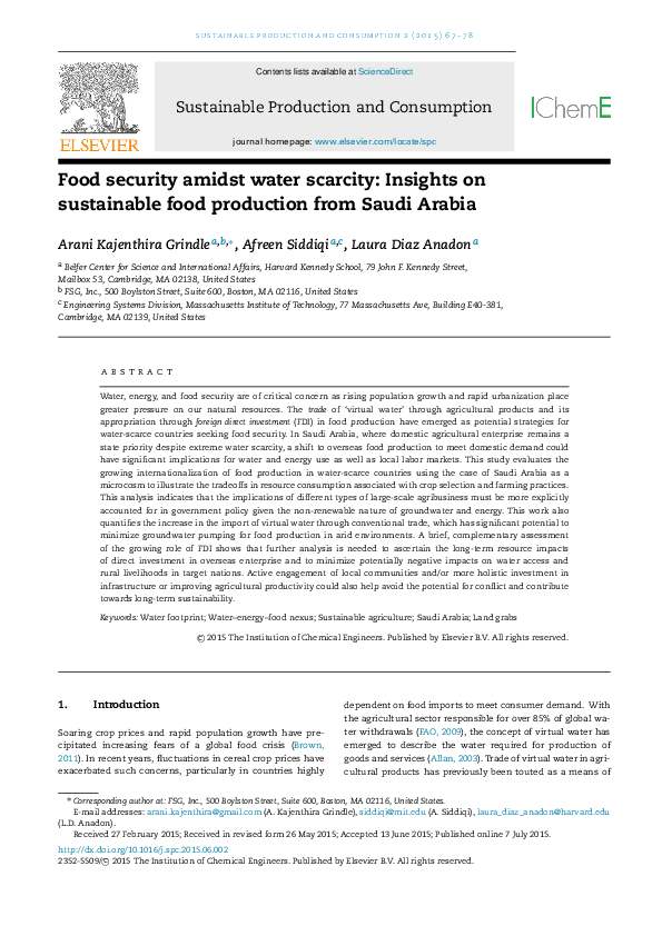 (PDF) Food security amidst water scarcity: Insights on sustainable food ...