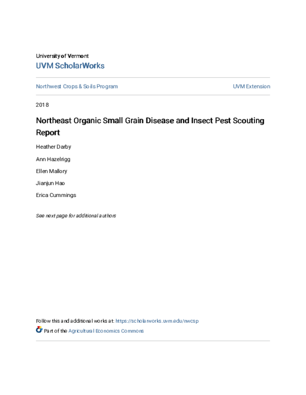 (PDF) Northeast Organic Small Grain Disease and Insect Pest Scouting Report