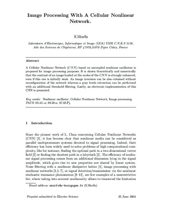 (PDF) Image processing with a cellular nonlinear network
